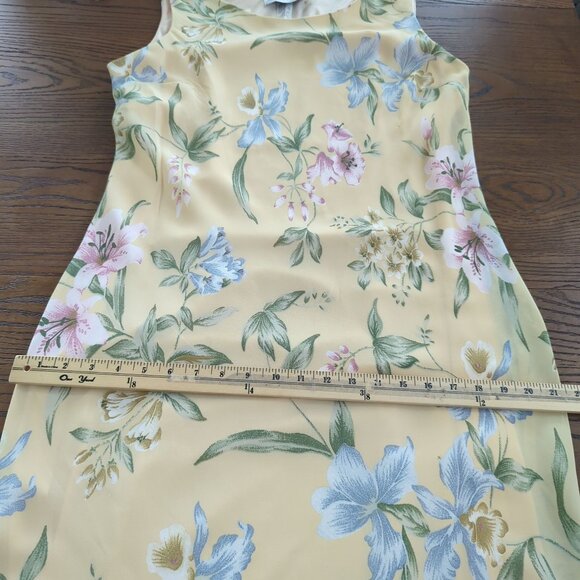 Vintage Betsy's Things Sleeveless Maxi summer yellow blue Dress Ruffled Hem 16 - Picture 11 of 12